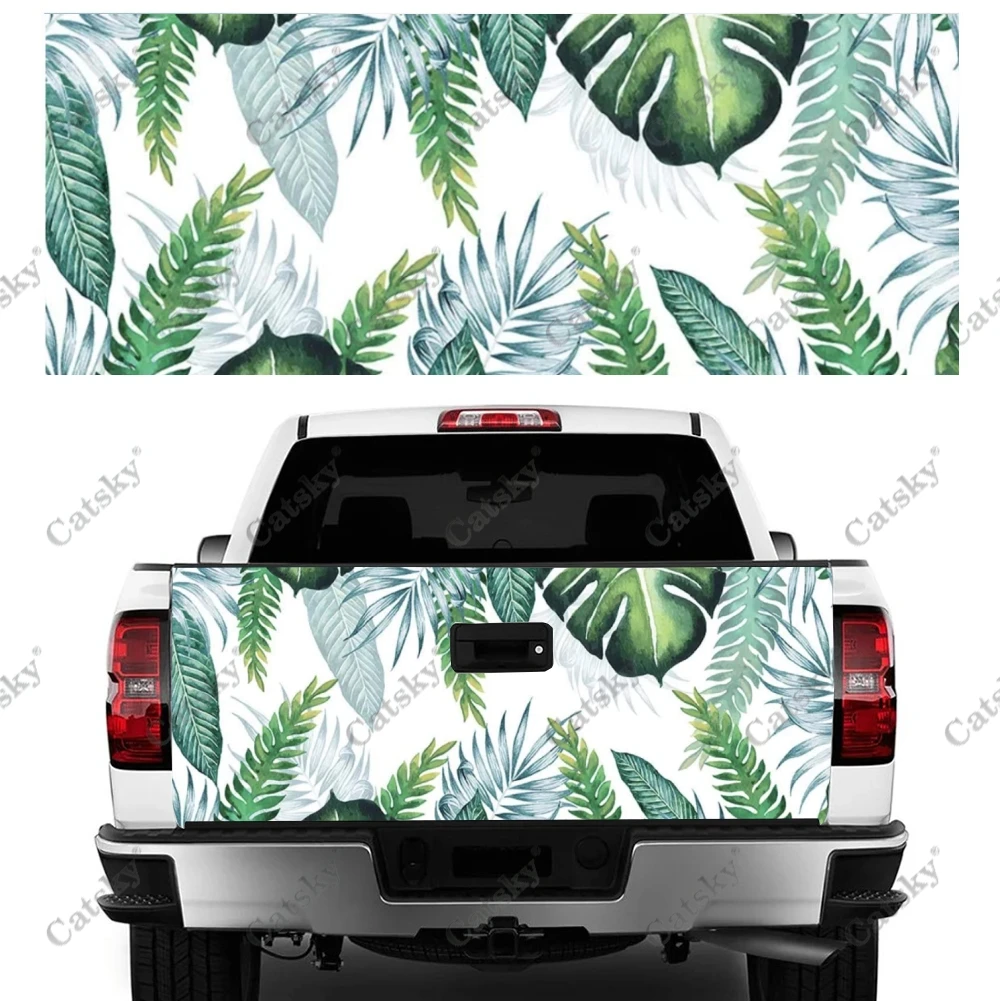 Jungle Leaves Print Car Tail Trunk Protect Vinly Wrap Sticker Decal Auto Hood Decoration Engine Cover for SUV Off-road Pickup