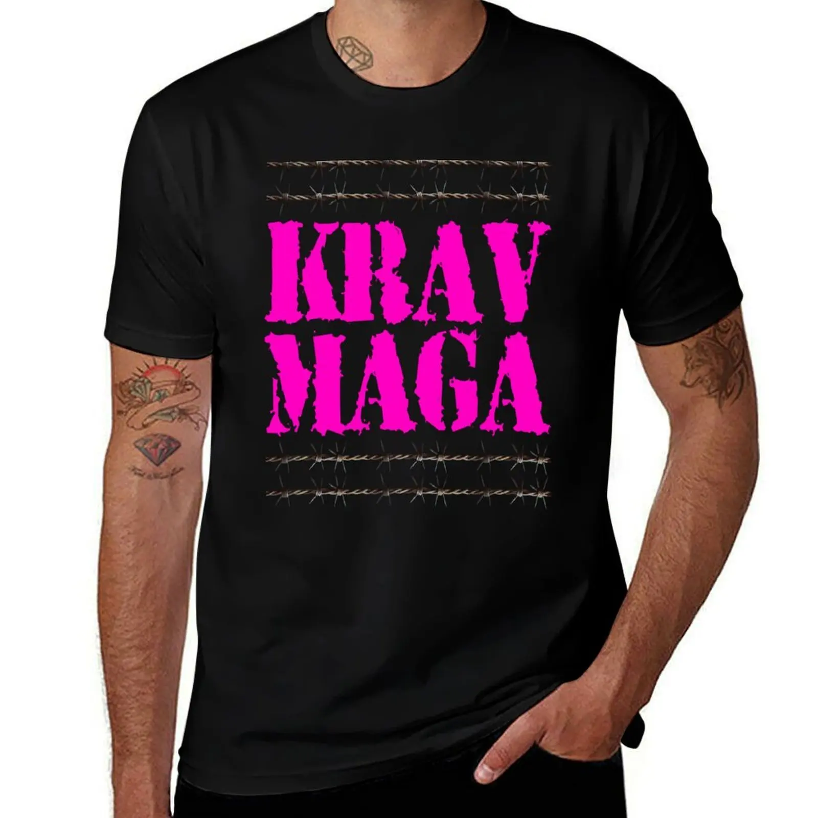 Cool Krav Maga design with barbed wire. T-Shirt Thanksgiving Day Tee Top T-Shirt