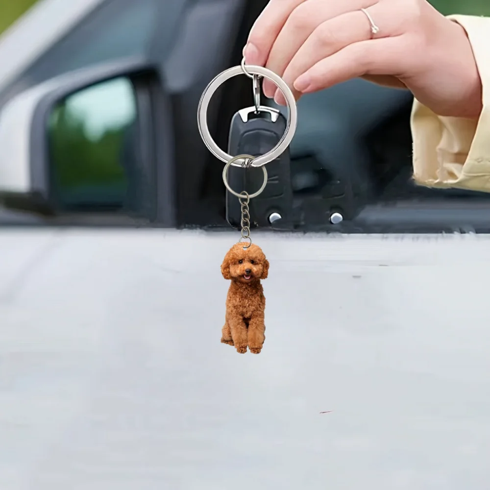 2D Happy Teddy Keychain Cute Puppy Pendant Acrylic Versatile Charm Dog ,Decor for Car Mirror,Backpacks,Festive,Party,Gift