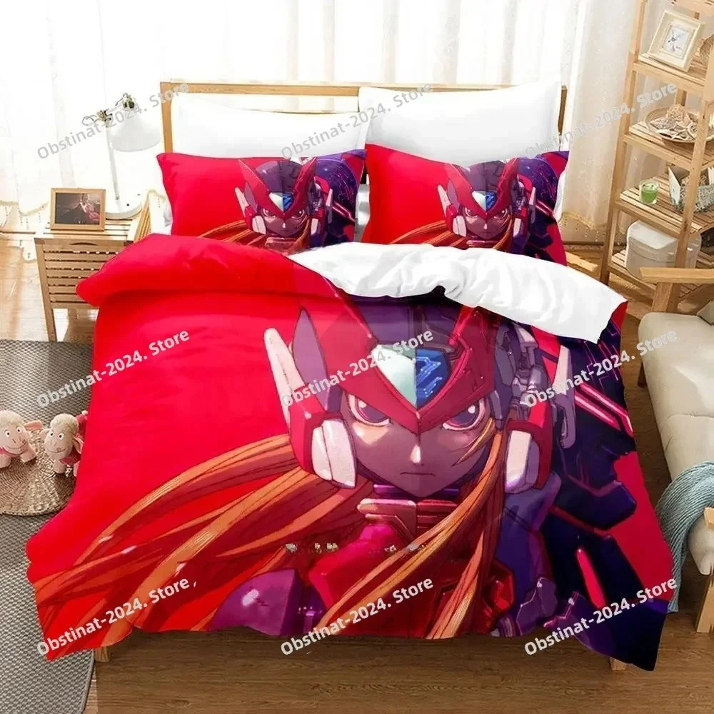 3d Anime Game Mega Man Zero Bedding Set Printed Bed Set Duvet Cover Sheet Pillowcase Bed Soft Quilt Cover Full Queen King Size