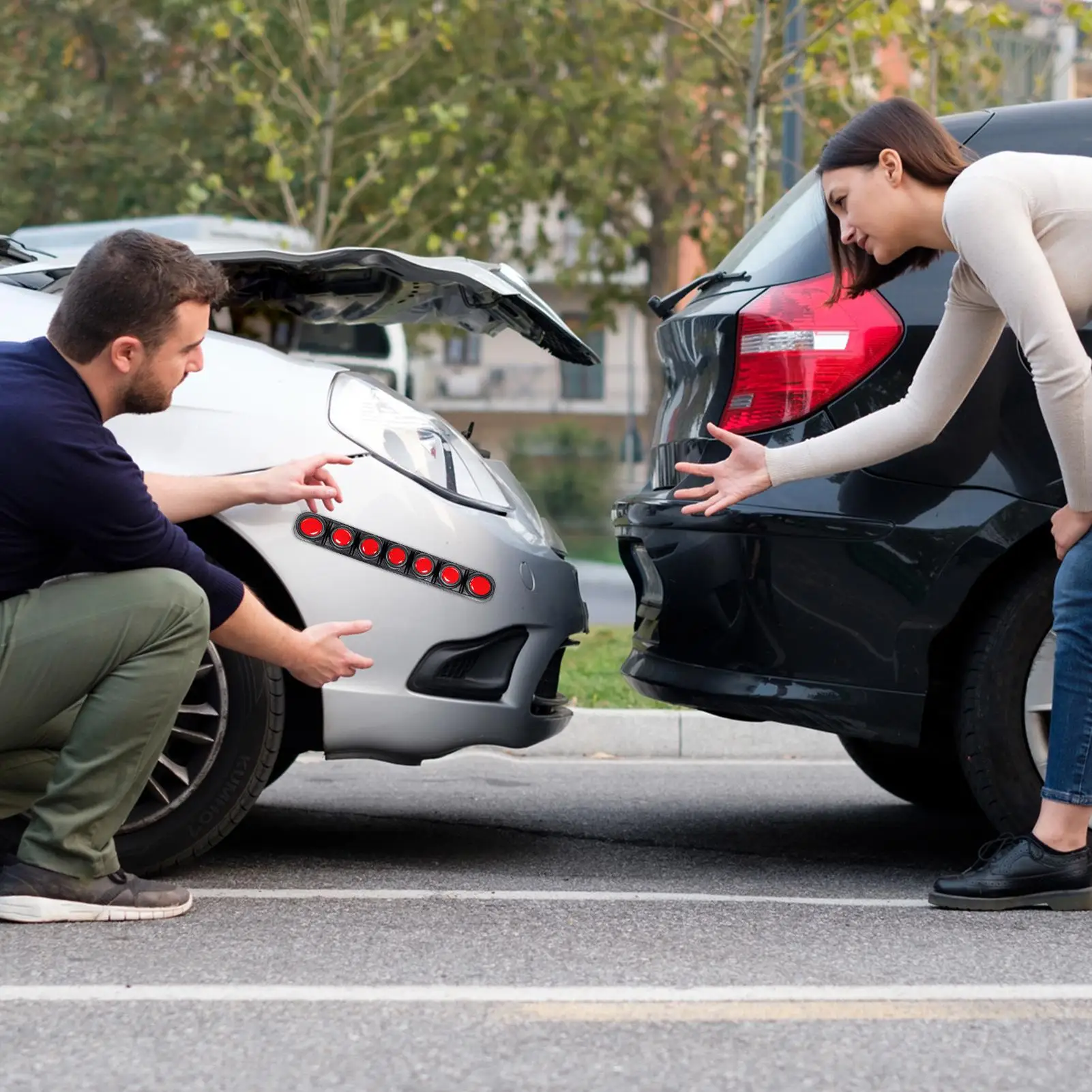 

Reflective Stickers For Car 2 Pieces Foldable Bumper Protector Warning Safety Reflector Strips For Car SUV Truck Motorcycle