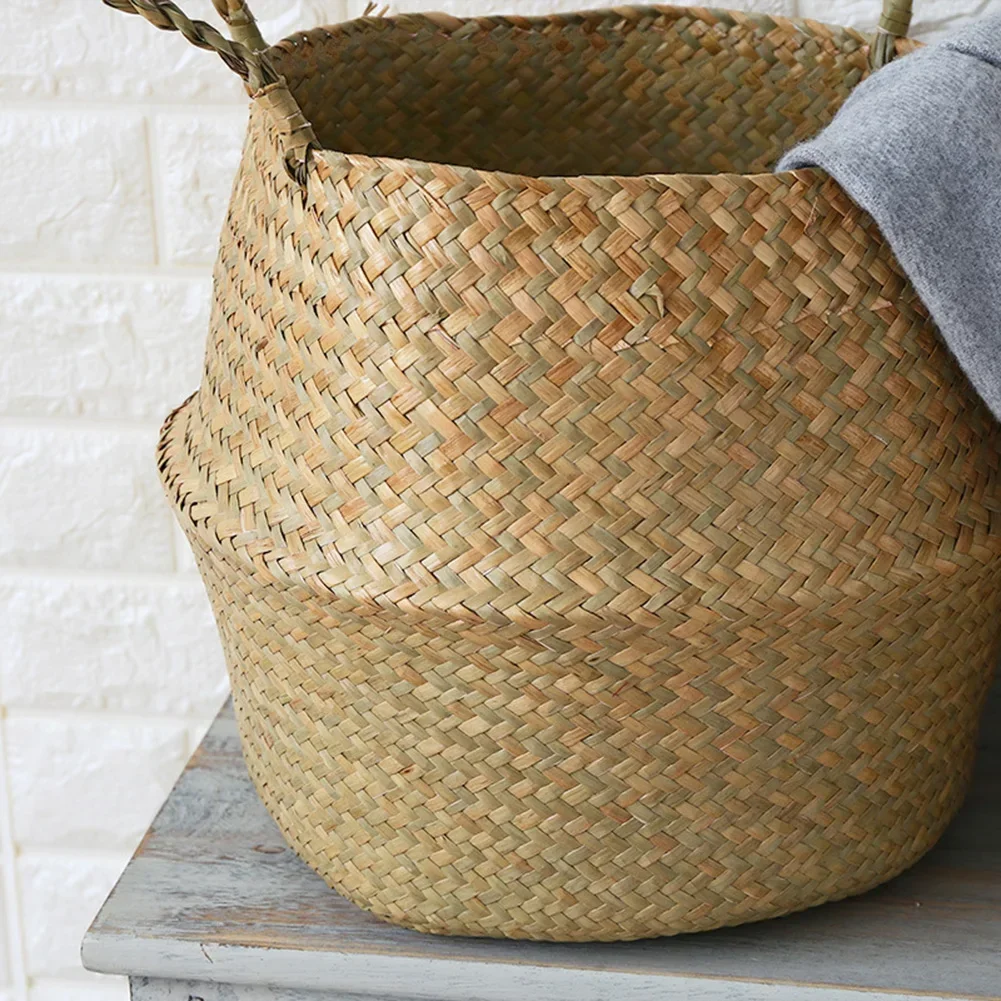 Folding Storage Basket Wicker Basket Sundries Toy Storage Basket Planting Flower Pot Picnic Basket Garden Flower Plant Basket