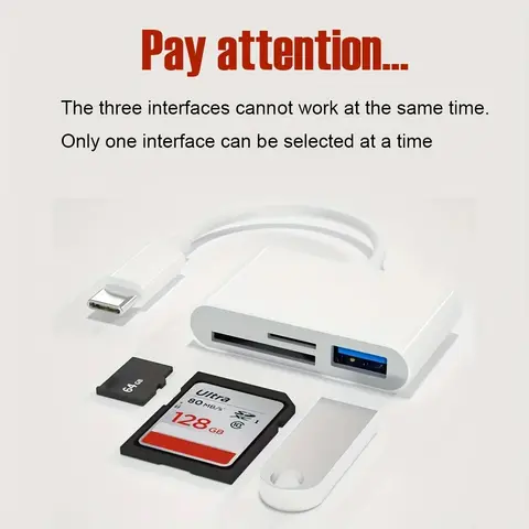 USB C till SD/TF minneskortläsare, 3-i-1 USB C kortläsare kompatibel med iPhone 15 Pro iPad Mac MacBook Laptop Android, PC och tillbehör 10 best sales Sandisk-kortläsare - №5