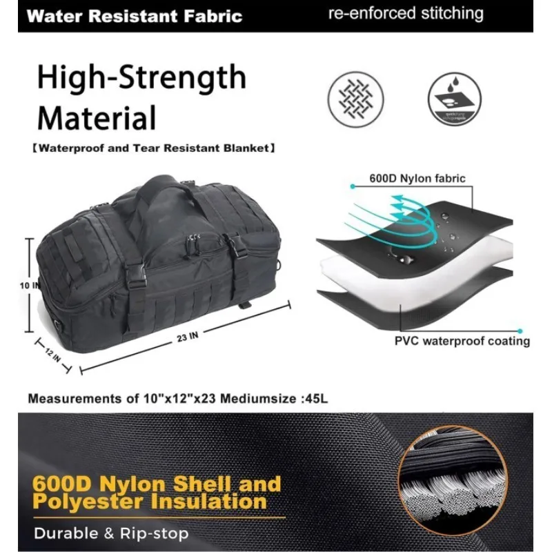 2025 جديد 45L حقيبة ظهر كبيرة واق من المطر التكتيكية على ظهره حقائب التخييم في الهواء الطلق مول الرجال حقائب الظهر حقيبة سفر الموضة للمشي لمسافات طويلة