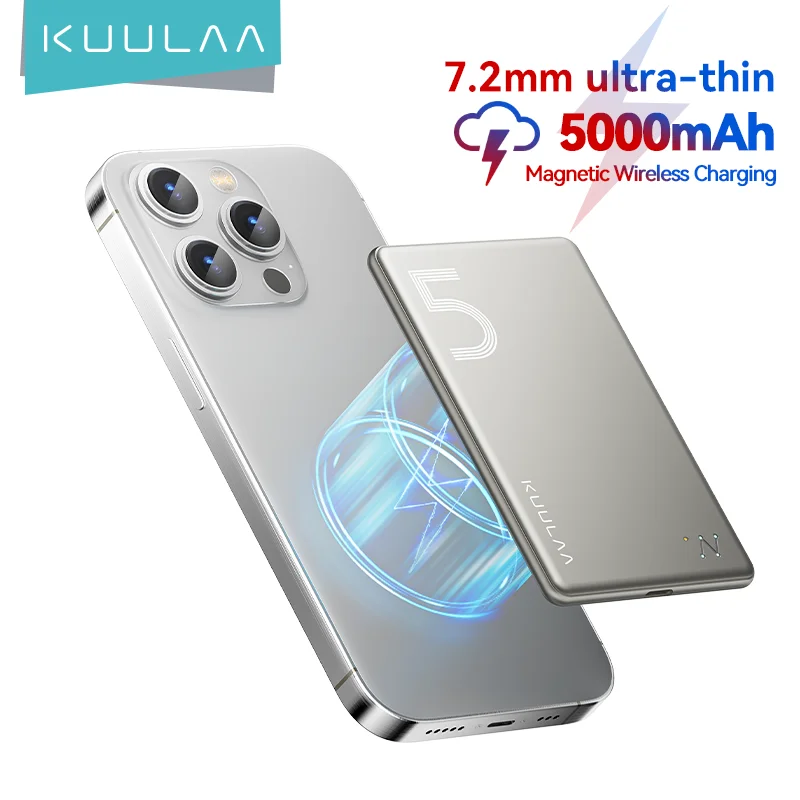 

KUULAA 5000mAh Magsafe Power Bank Magnetic Wireless Phone Charger External Battery 20W Fast Charging For iPhone 16 15 PowerBank