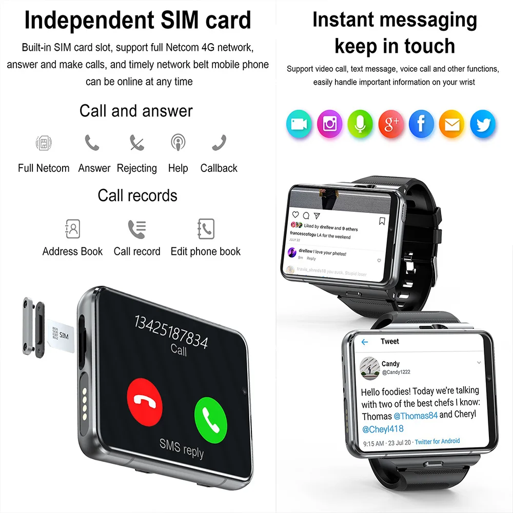 S999 Big 2.88 Inch Dual Camera 4gb Ram 64GB ROM Relojes Inteligentes GPS 4G Android Smart Watch With Wifi and Sim Card