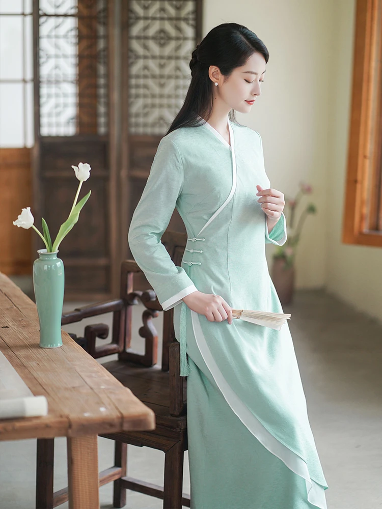 Traje de Té Zen de Alta Gama para Mujer, Estilo Chino ChuChen, de Algodón, a la Moda, Nueva Colección de Primavera