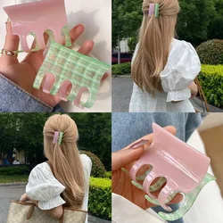 Muweordy Color Matching Elegant Hair Clip Women Acetate Claw Clip Checkerboard Crab Hair Clip Women's Hairpin Hair Accessories