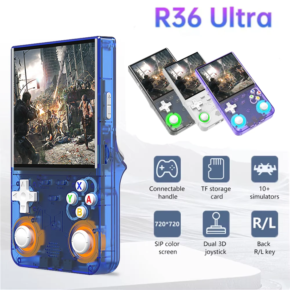 Console di Gioco R36S Ultra Sistema Linux Open Source R36Ultra Schermo IPS da 4.0 Pollici Lettore Video Portatile Tascabile 128G Miglior Regalo per Giochi