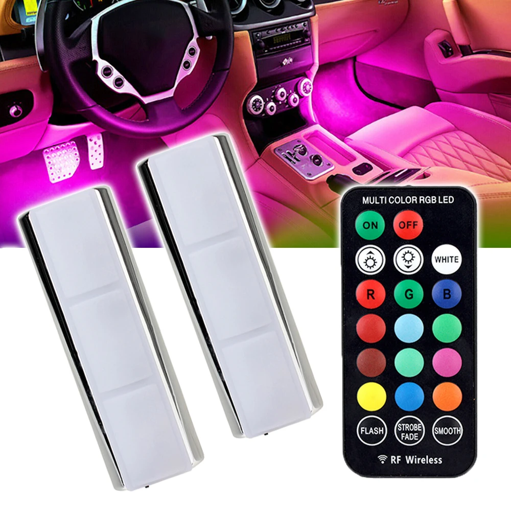 Car Interior Foot Light RGB LED Wireless Automotive Auto Decorative Lamp Ambient USB Charging Remote Control Accessories