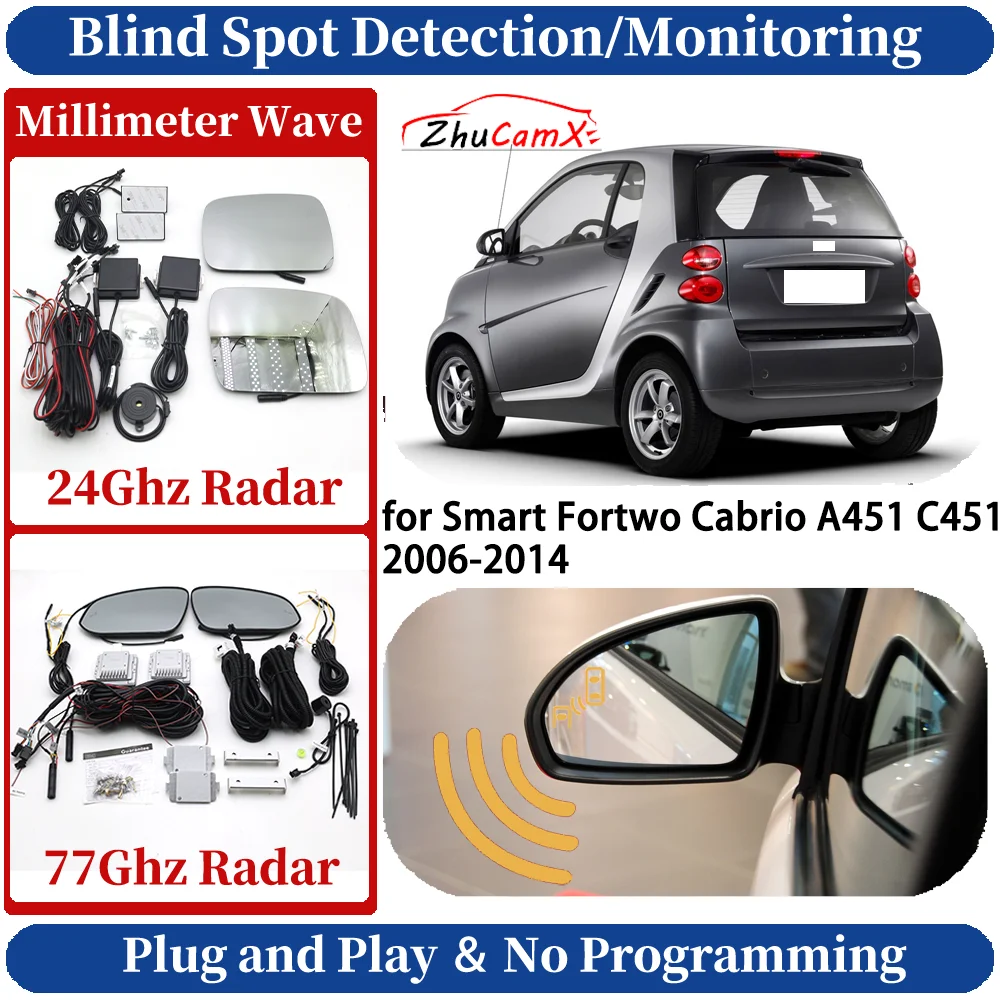 Blind Spot Monitoring/Detection System for Smart Fortwo Cabrio A451 C451 2006-2014 Night Driving Side Lane Change Safe Assist