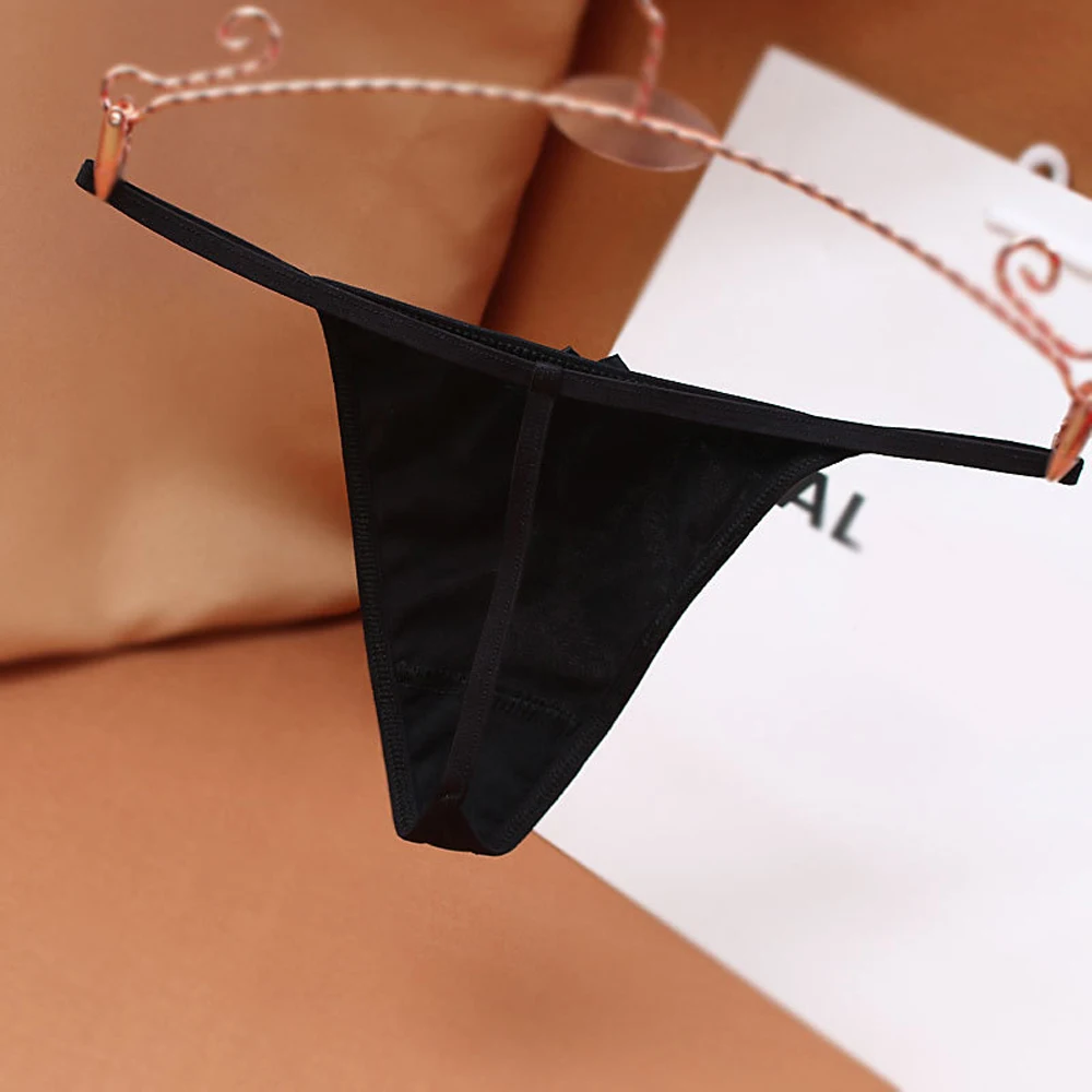 Underwear Elastic Pearl Low Waist Girls Sexy Briefs T-Back Panties Bow Lingerie Satin Women Thongs