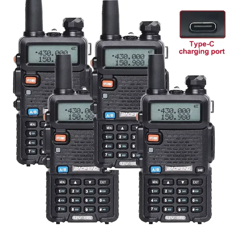 BOLRZO Comunucador dual band ham walkie-talkie bofeng baofeng bf uv 5r uv5r 5w 8w two-way radio remote walkie-talkie 4 packs