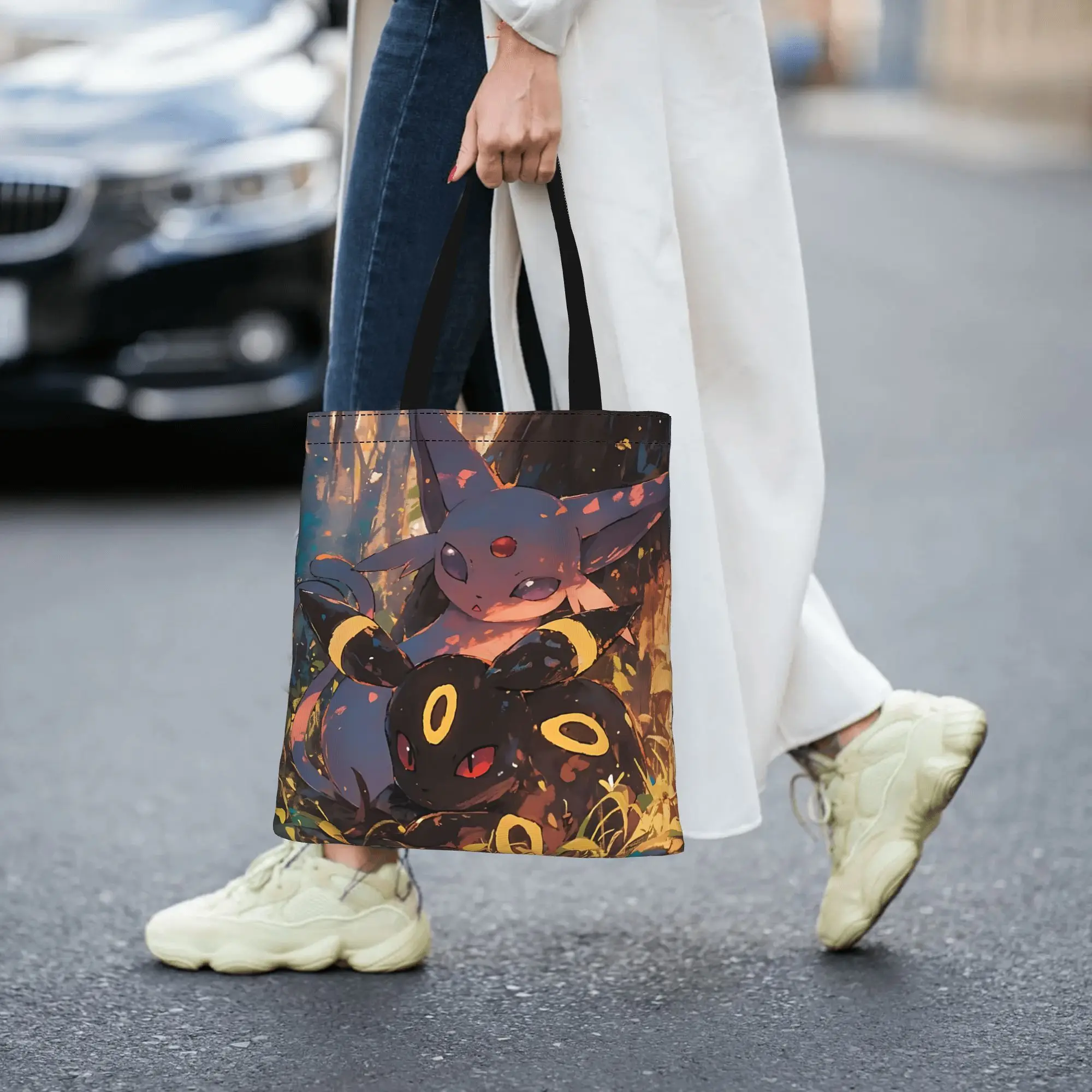 Customized Pokemon Eevee Eeveelution Women's Bag Campus Handbag Large Capacity  Canvas Tote Bag Foldable Chic Pattern