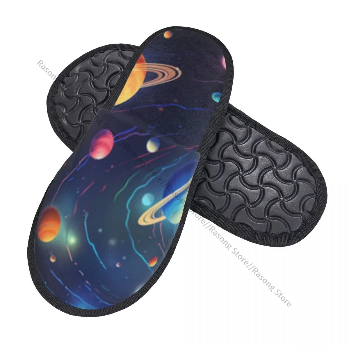 Indoor Solar System With Planets Stars Galaxies Warm Slippers Home Plush Slippers Home Soft Fluffy Slippers