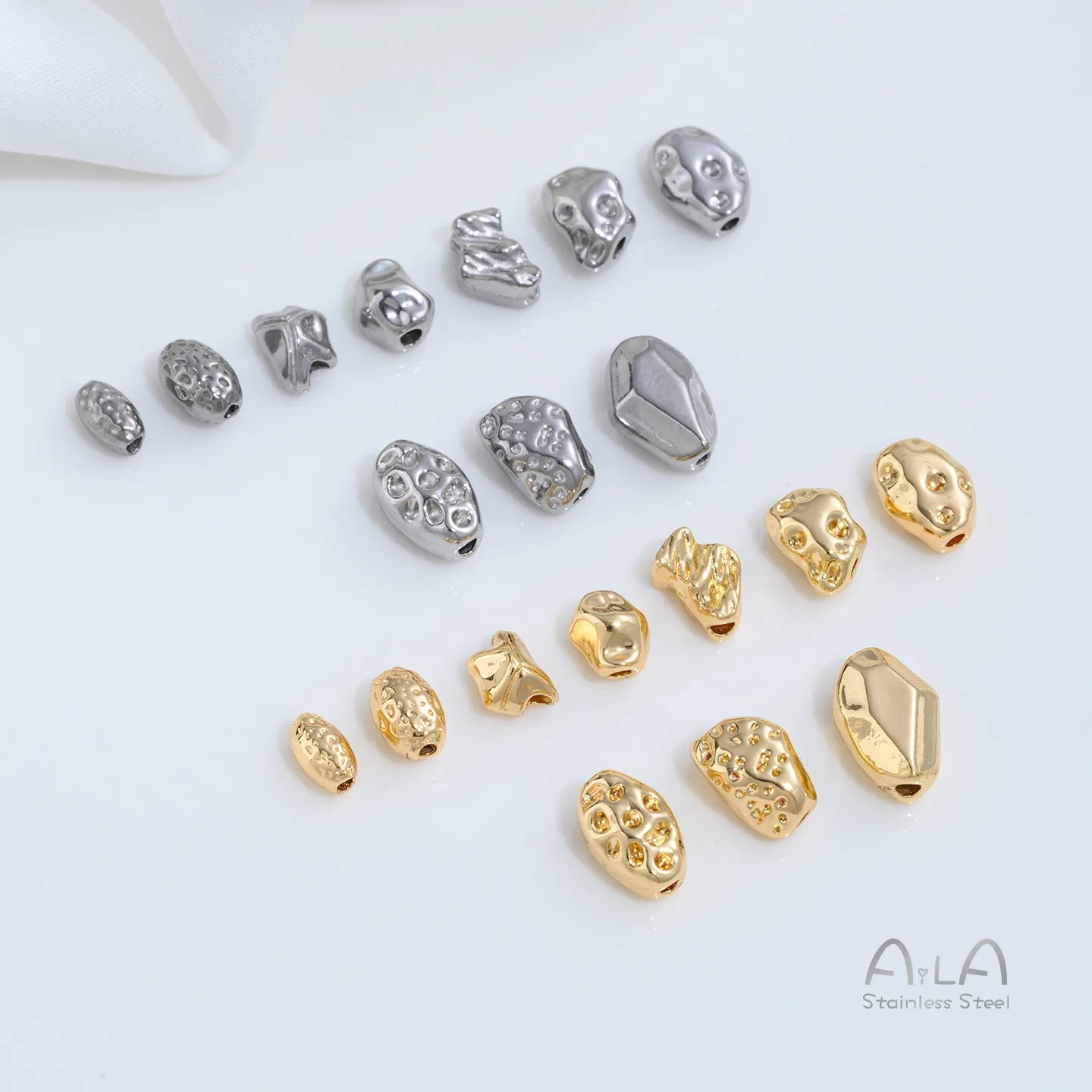 Non-fading Titanium Steel Baroque Irregular Hammered Meteorite Surface Spacer Beads DIY Bracelet Necklace Accessories