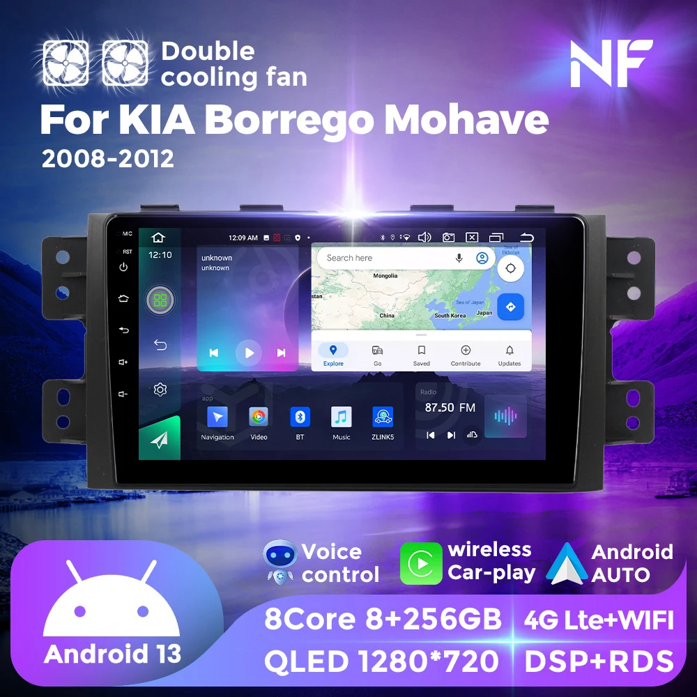 

NF Dual Cooling Fan Android All in One For KIA Borrego Mohave 2008-2012 Car Radio Multimedia Player GPS MAP For Wireless Carplay