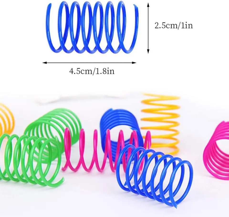 4/200Pcs Cat Spring Toy, Cat Spiral Toys Interactive for Indoor Colorful Cats Plastic Springs Coil for Kitten Hunting Swatting, image 4