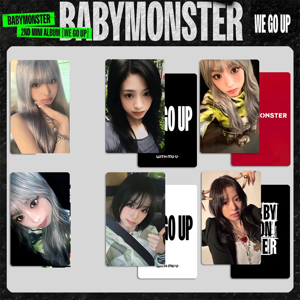 ألبوم KPOP BABYMONSTER الجديد WE GO UP بطاقات الصور مزدوجة الجانبين بطاقات LOMO اللامعة ASA AHYEON PHARITA RUKA RORA بطاقة بريدية هدية للمعجبين