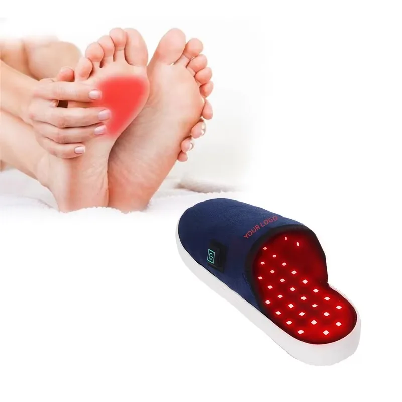 Custom Logo Wavelength Battery Powered Red Light Therapy Slippers 660nm 850nm Light