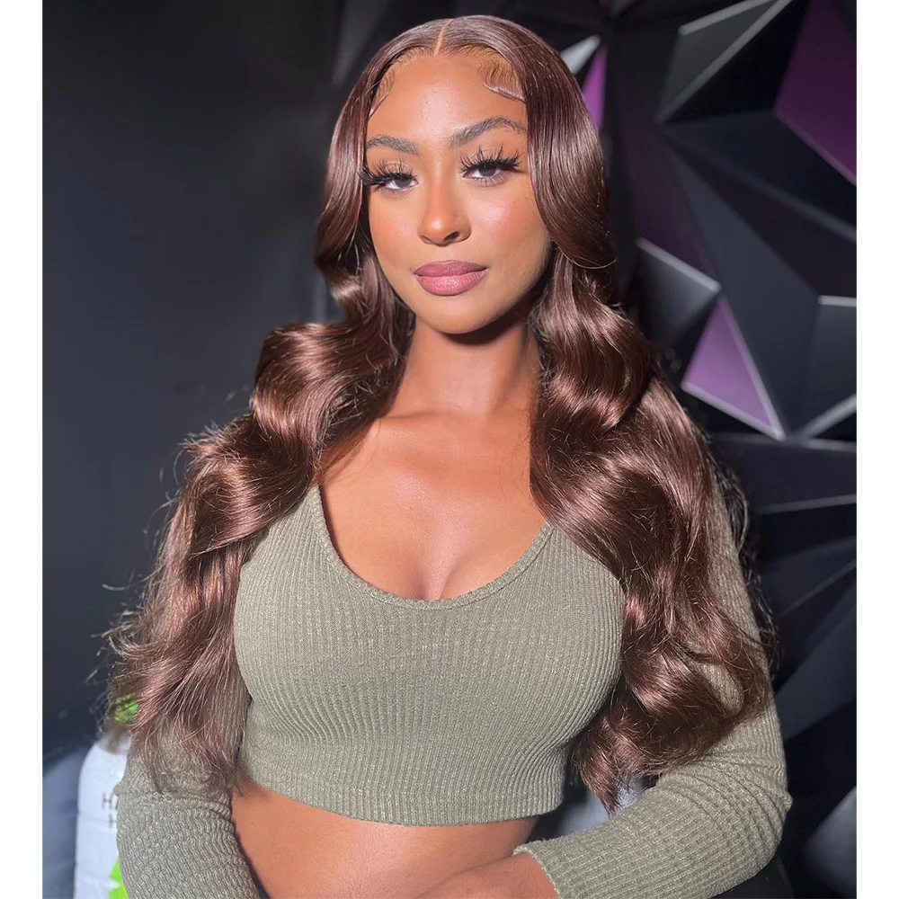 

Linhua Chocolate Brown Colored Body Wave 13x4 Transparent Lace Wigs Remy 12A 13x6 Lace Frontal Wig Preplucked 4x4/5x5 Lace Wig