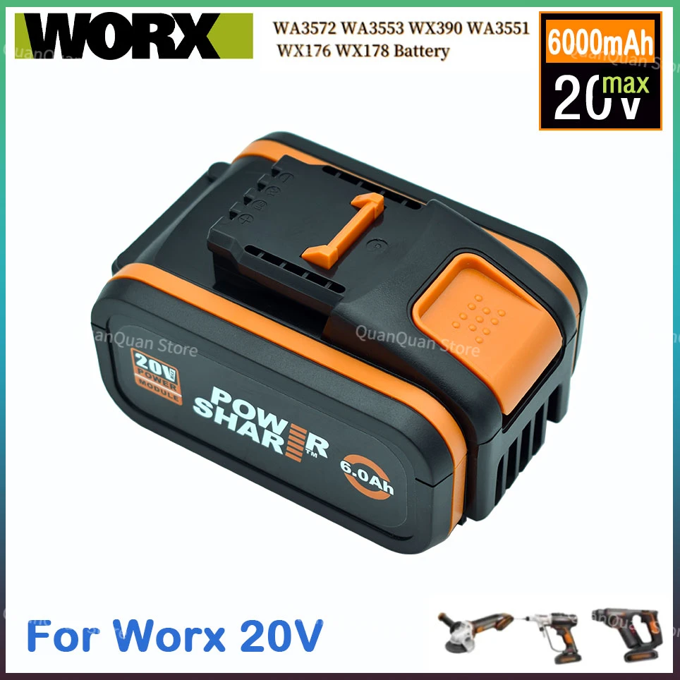 

100% Оригинальный аккумулятор Worx WA3553 20 в Ач, запасные аккумуляторы для электроинструмента, WA3551, WA3572, WA3553, WX390, WX176, WX178, аккумулятор