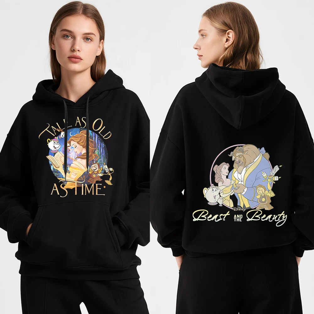 

Женская толстовка с капюшоном и принтом Disney Beauty and the Beast, зимний уютный теплый пуловер на флисовой подкладке, мягкая повседневная удобная одежда
