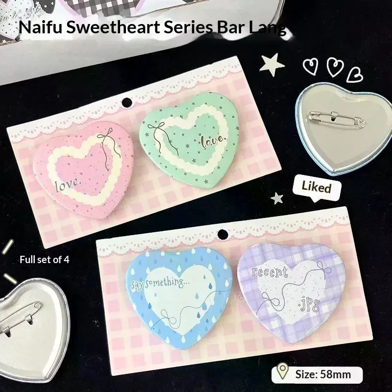 2Pcs Cute INS Style Star Bow Love Badge Kawaii Retro Girls Kids Backpack Pencil Bag DIY Decor Brooch Pin Accessories