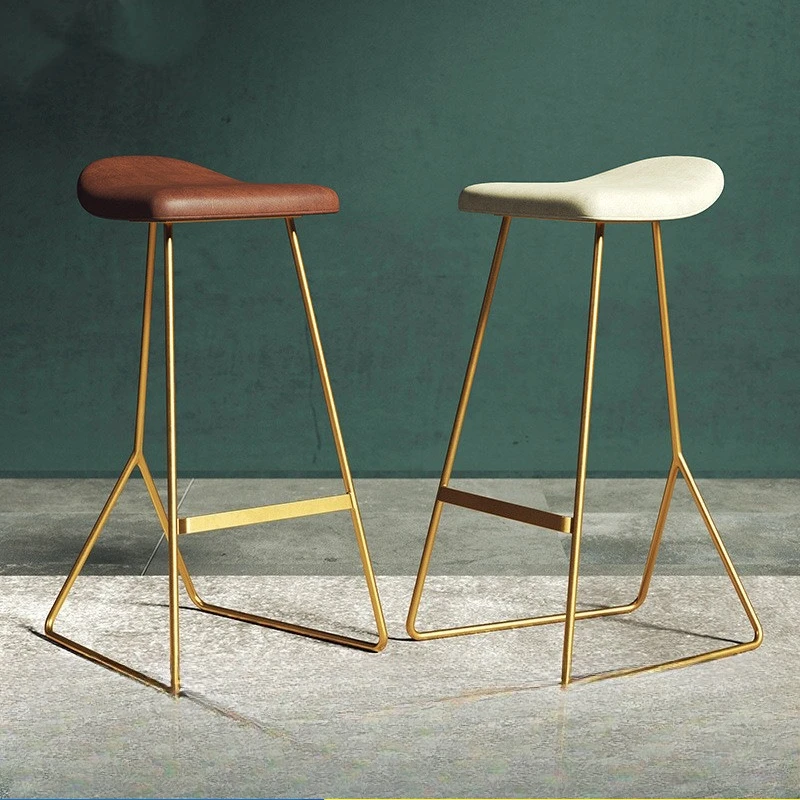 

Internet celebrity gold high chair fashion light luxury bar chair simple bar stool iron Nordic home bar chair