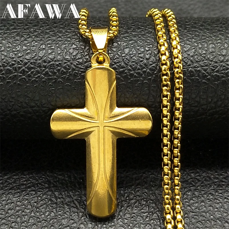 Christ Jesus Cross Pendant Necklace for Women Men Stainless Steel Gold Color Chain Necklaces Jewelry colar masculino NHH14S02