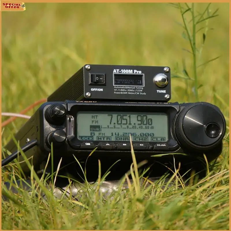 A69Z AT-100M Pro Antenna Tuner 1.8-30Mhz Power Meter 125W Automatic Antenna Tuner Support Morse Code Exerciser For  Radio