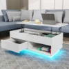 Mesa de centro con elevación LED, muebles modernos con ajuste de altura y diseño elegante para decoración del hogar y entretenimiento 5