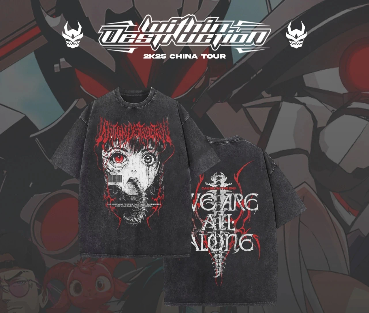 

Tour Limited 2025 T-shirt Washed and Old LOGO Black Breathable Sweat-absorbing Versatile T-shirt Vintage Alphabet