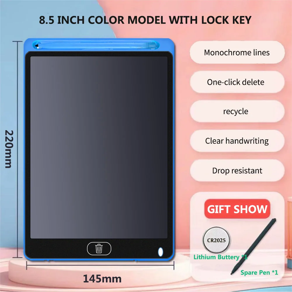 Prancheta eletrônica para crianças, Escrita de tela LCD, Comprimidos de desenho gráfico digital, Almofada de escrita eletrônica, ZK30, 8.5in