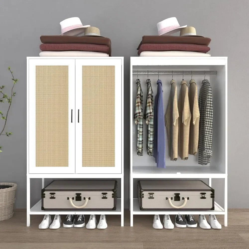 Wardrobe Closet With 2 Doors Furnitures Coat Rack White Wardrobes Closet Clothes Organizer Bedroom Furniture Clothing Cupboard