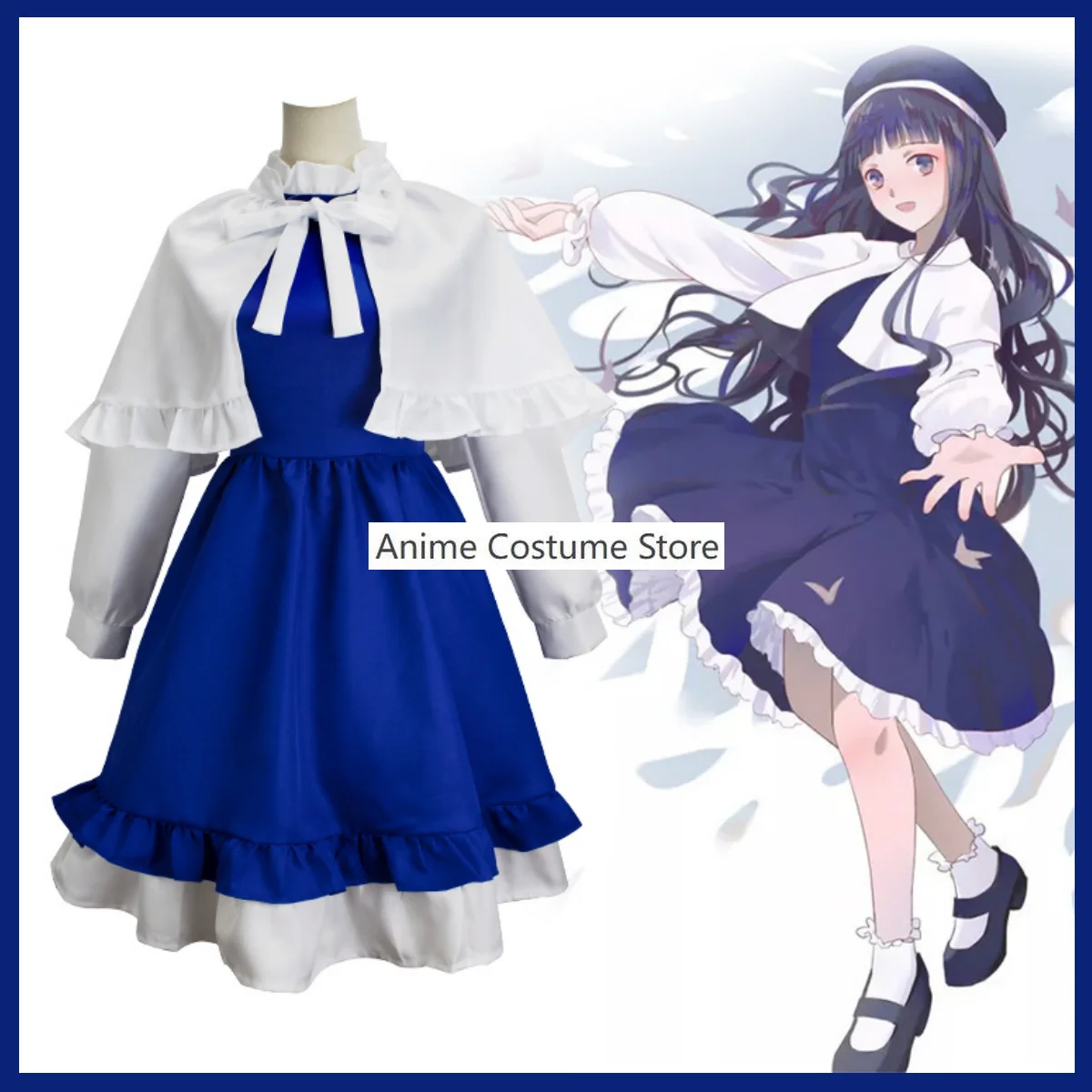 Anime Cardcaptor Sakura Card Captor Tomoyo Daidouji Cosplay Costume Wig Blue Dress Lovely Princess Skirt Woman Kawaii Party Suit