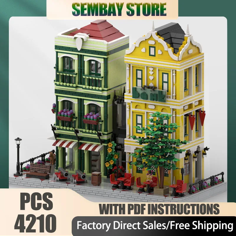 

City Street View Model Moc Building Bricks Modular Caribbean Bank Model Technology Blocks Christmas DIY Toy Construction Gifts