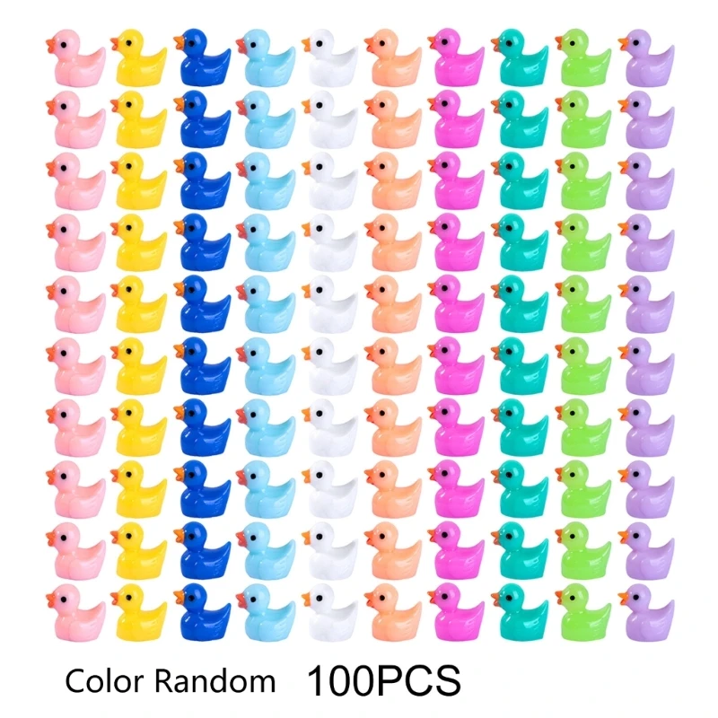 Assorted Miniature Duck Ornaments 100 Pieces Multi Colored Resin Duck Figures for Garden Landscape and Aquarium Decors Dropship