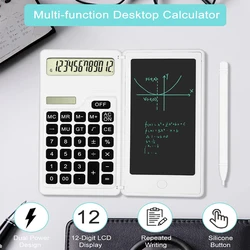 Children Calculator Draft Handwriting Notepad, University School Desktop Calculators Drawing Memo Pads, Dual Energy Power Supply