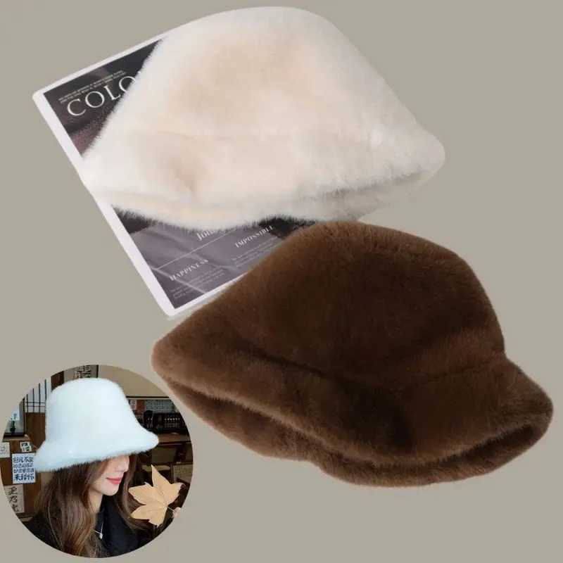 قبعة صياد قطيفة لخريف وشتاء دافئة مع سماكة صوف إضافية لتنحيف الوجه قبعة فروي عصرية متعددة الاستخدامات للنساء #1