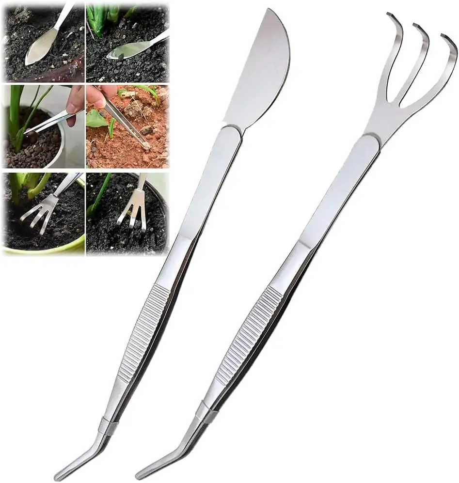 Tweezers Tools,2 in 1  Tools Gardening Tool  Rake Tweezers,Plant  Scraper Tools,Plants Mini Tools Aquascaping Tool,Multipurpose 