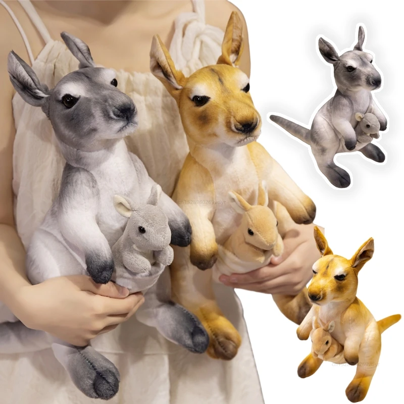 

35cm Kawaii Simulation kangaroo Plush Toys Soft Stuffed Animals Funny Mother Kangaroo for Kids Birthday Anime Christmas Gift