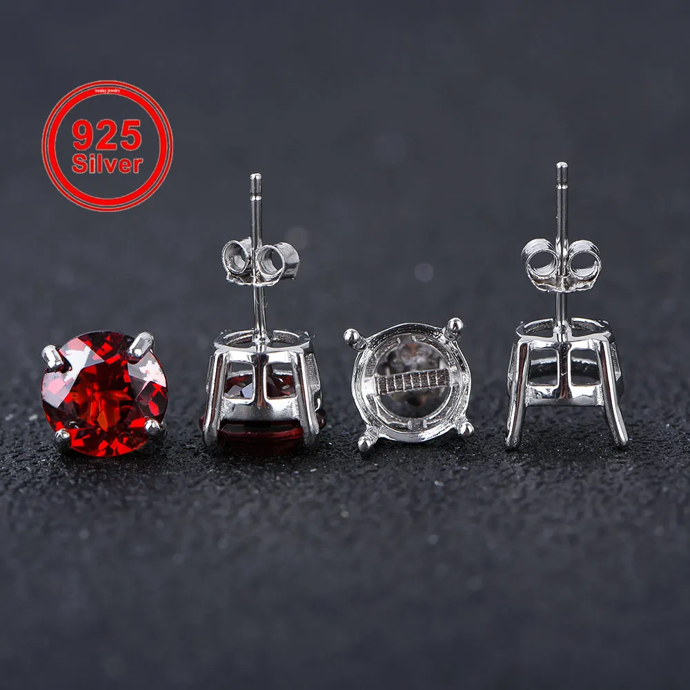 925 Silver 4-Claw Earring Settings 4mm-10mm Round Stone Holders DIY Jewelry Findings for Handcraft Earring Making