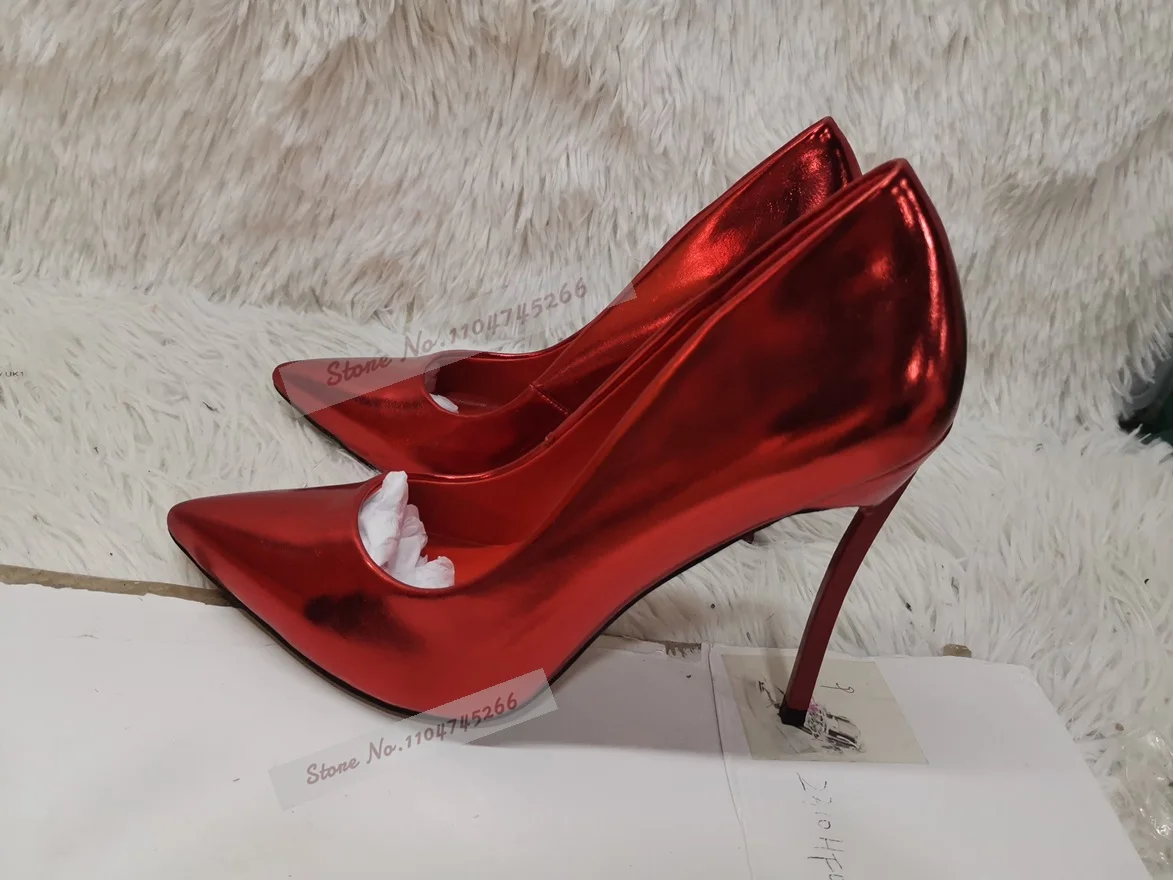 Chaussures habillées à talons à lame métallique rouge mat, escarpins de Banquet peu profonds à bout pointu, chaussures élégantes vert Olive