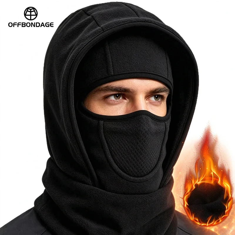 OFFBONDAGE Unisex Winter Balaclava Knit Hood-Windproof Mask Ski Motorcycle Riding Fleece Lined Warm Thermal Cap Cold Weather