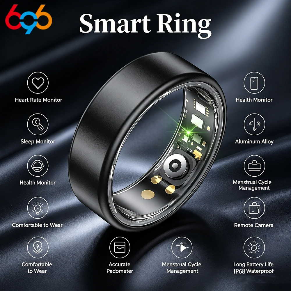 

Super Light Skin-friendly Wristring Smart Ring Women Men Couple Colorful Smartring Heart Rate Monitor Waterproof 100+Sport Modes