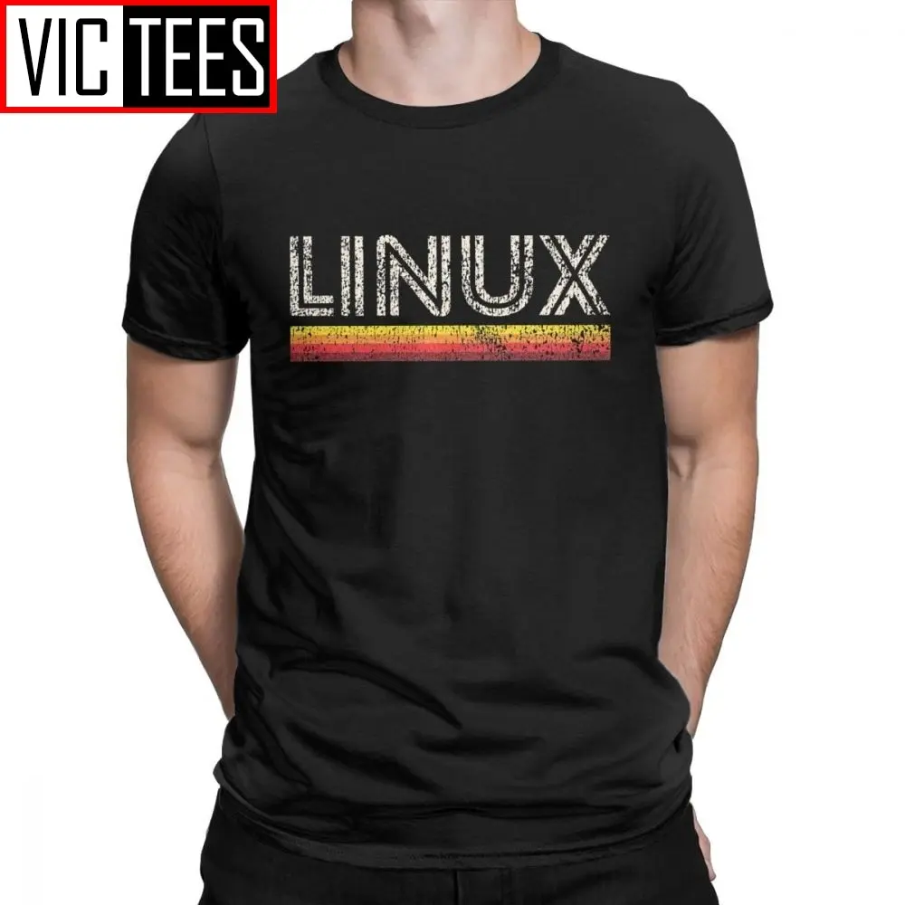 Men Linux Ubuntu Unix Linus Computer T Shirts Cotton Tops Vintage Short Sleeve Round Collar Tees 3D Printed T-Shirts