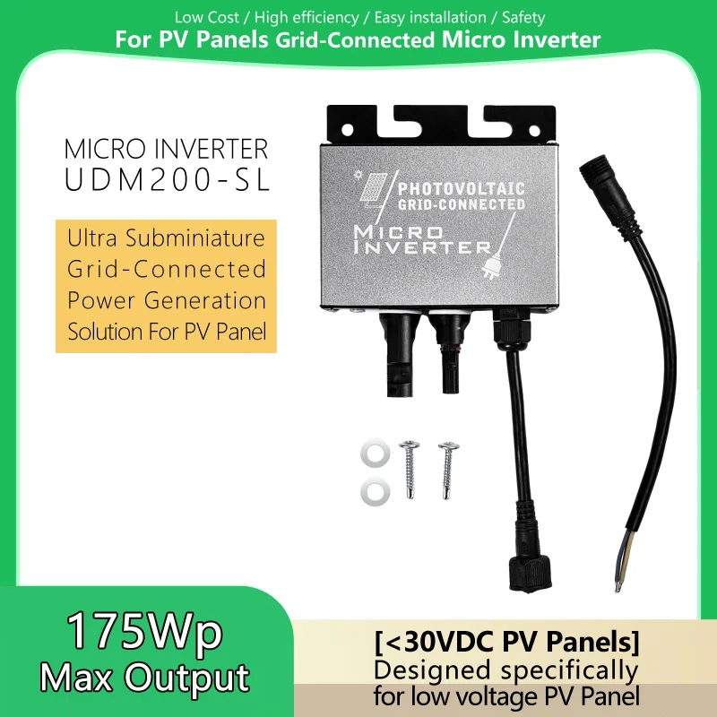 Micro Inverter 200W 150W MPPT Micro Grid-Tie Inverter Balcony Solar System DC12-30V PV Input, AC180-265V Output DC to AC