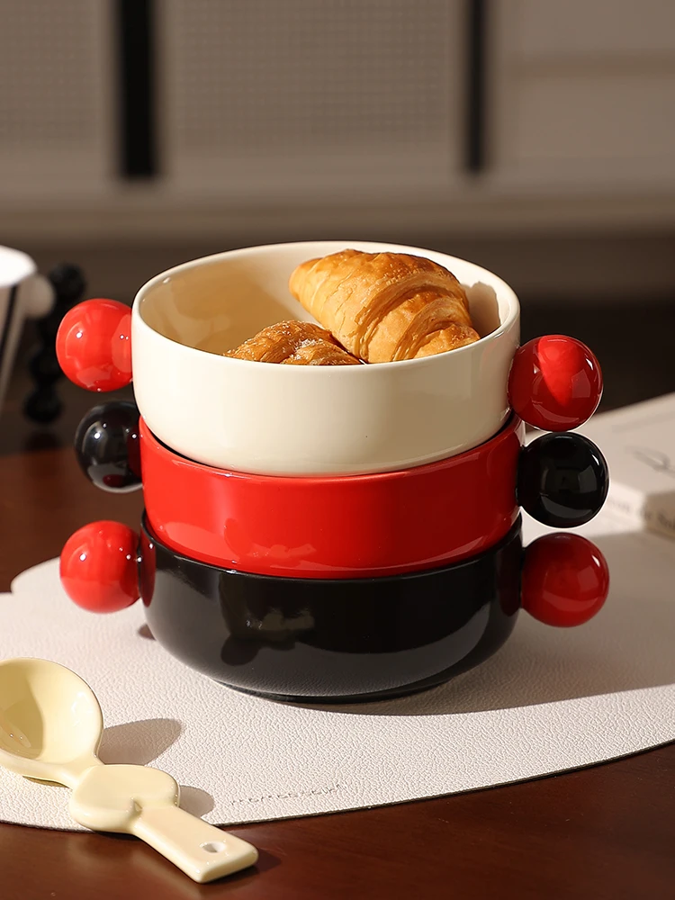 

Двухручная миска Cerc Bowl Ins Sle с подглазурной росписью, для завтрака, йогурта, салата, фруктов, десертов, высокоэстетичная, для пар и G...