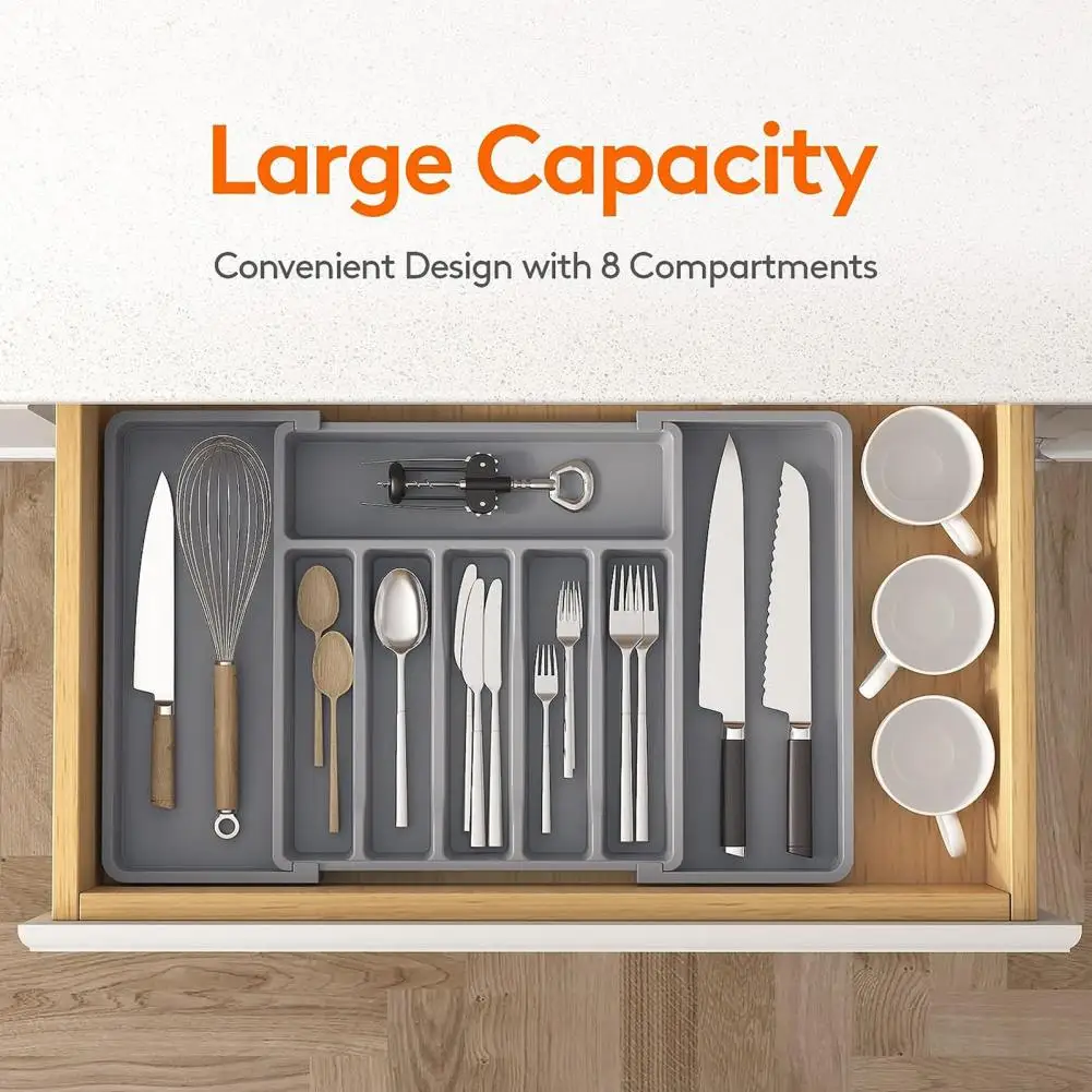 

Extendable Kitchen Drawer Organizer Expandable Cutlery Storage Box with Multi Compartments for Forks Spoons Chopsticks Capacity